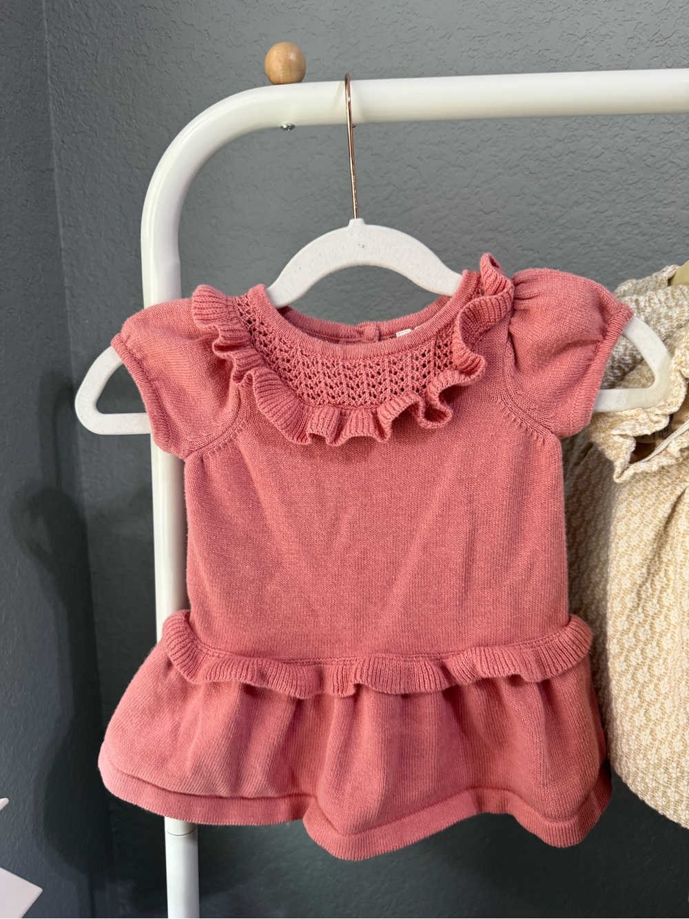 Janie and Jack Pink Knit Ruffle Dress